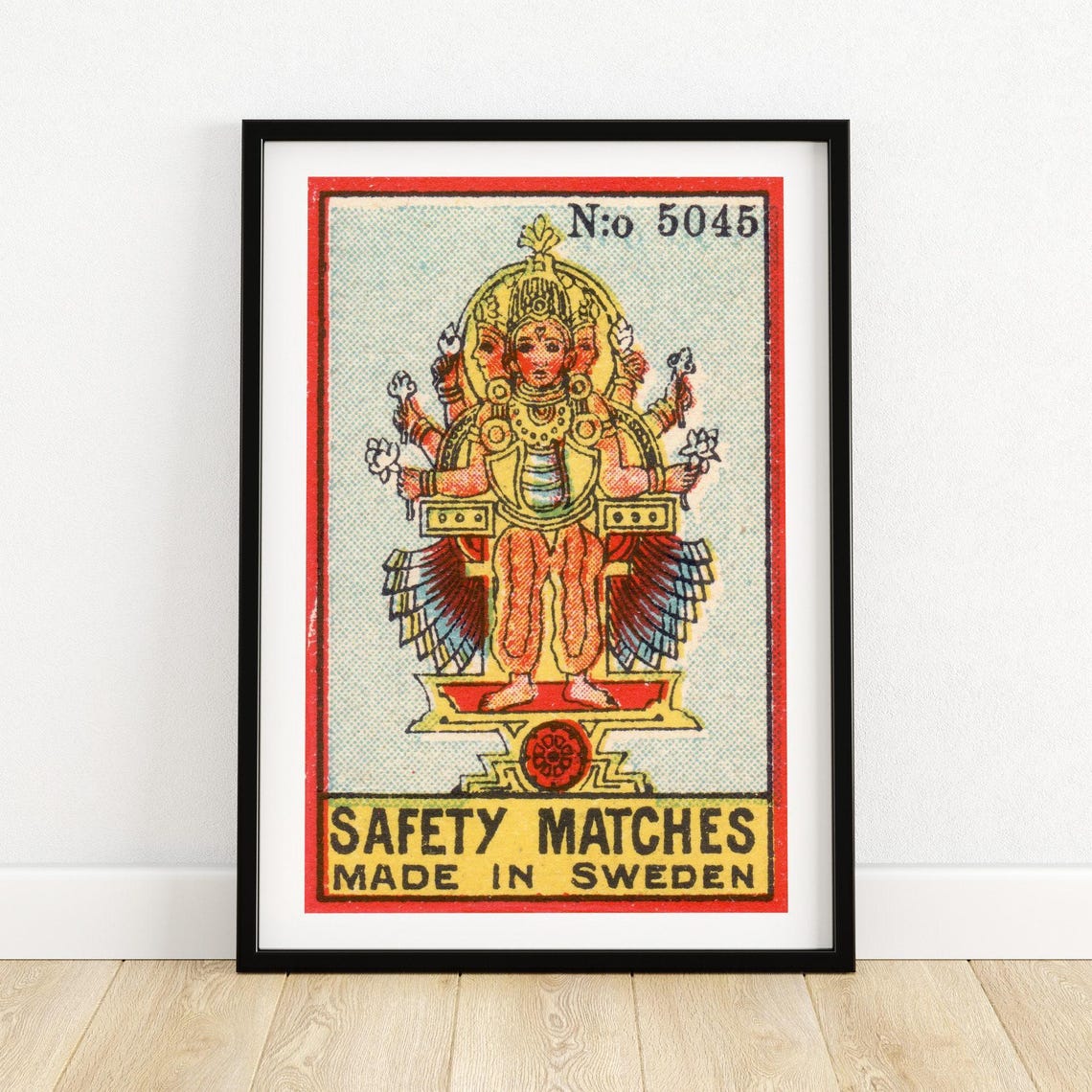 Multi Armed Indian Deity No 5045 Swedish Safety Matches Poster