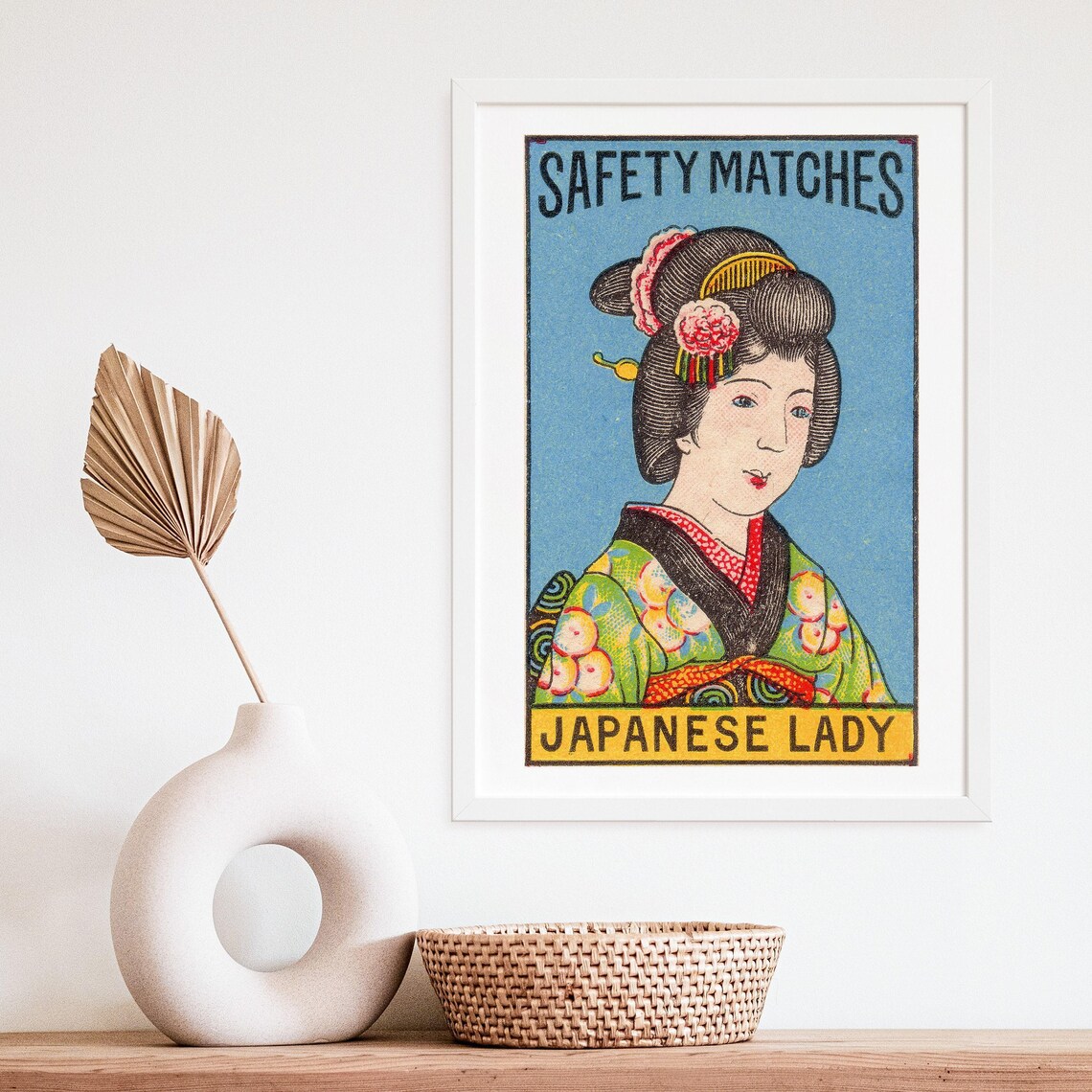 Japanese Lady Kimono Geisha Vintage Safety Matches Label Art Poster - Image 4