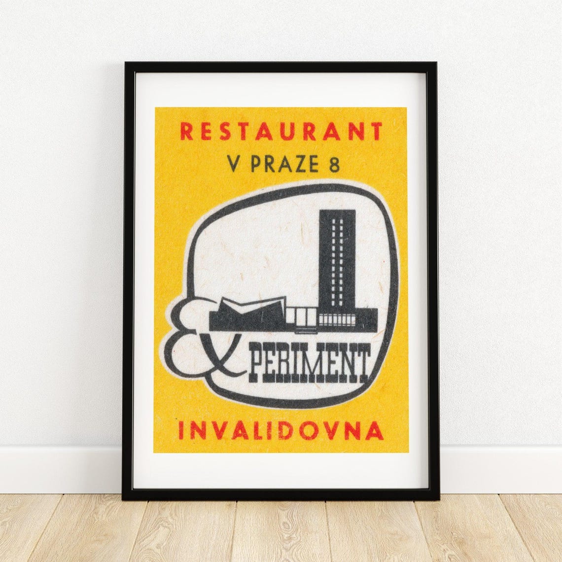 Experiment Restaurant Prague 8 Invalidovna Matchbox Label Poster