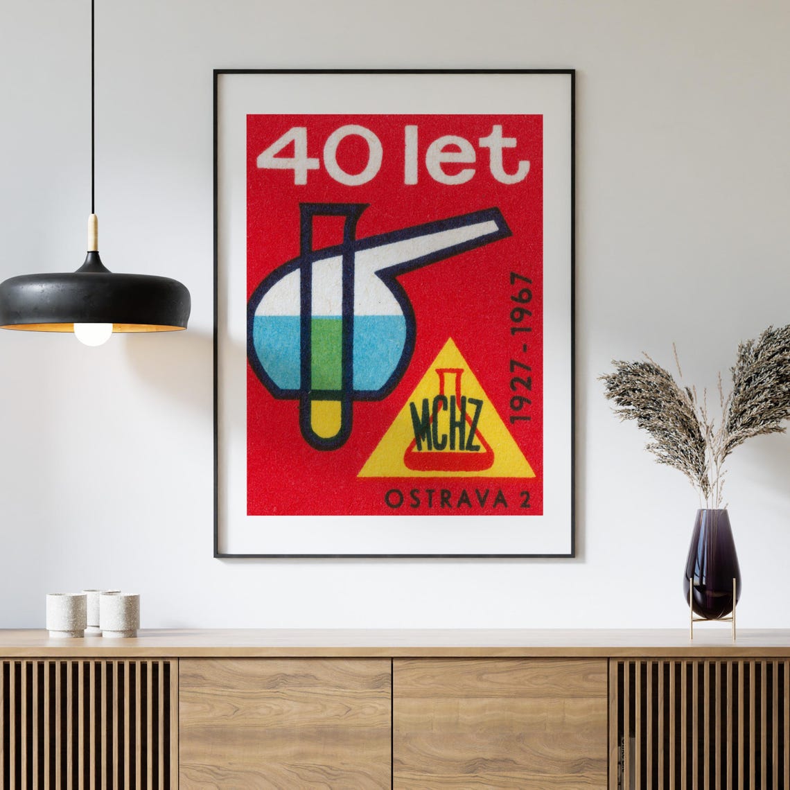 40 Years MCHZ Ostrava 1927 1967 Chemistry Flask Vintage Poster - Image 4