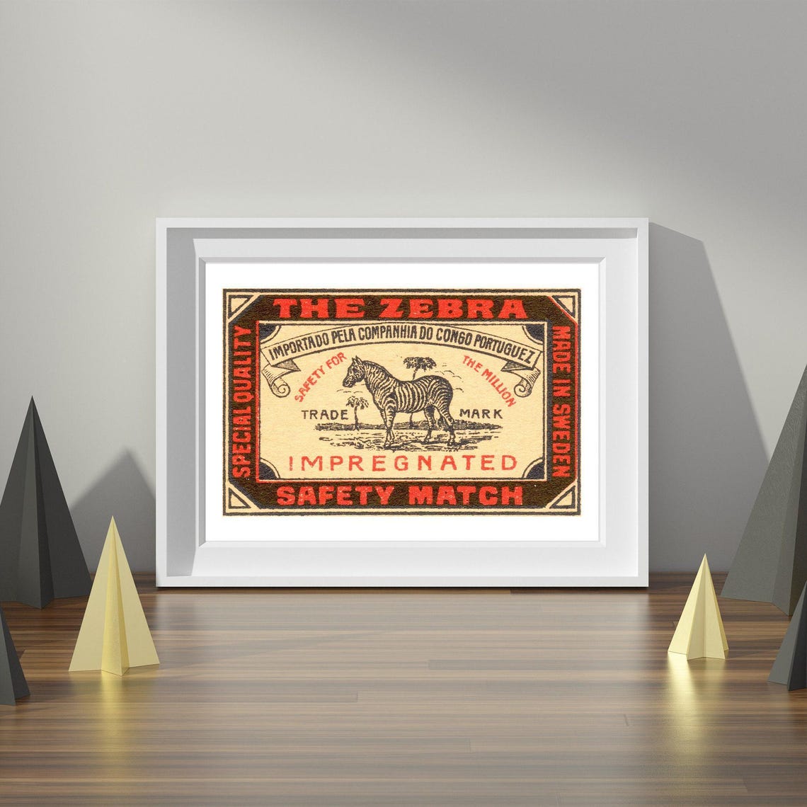 The Zebra Congo Portuguese Vintage Swedish Matchbox Label Poster - Image 4