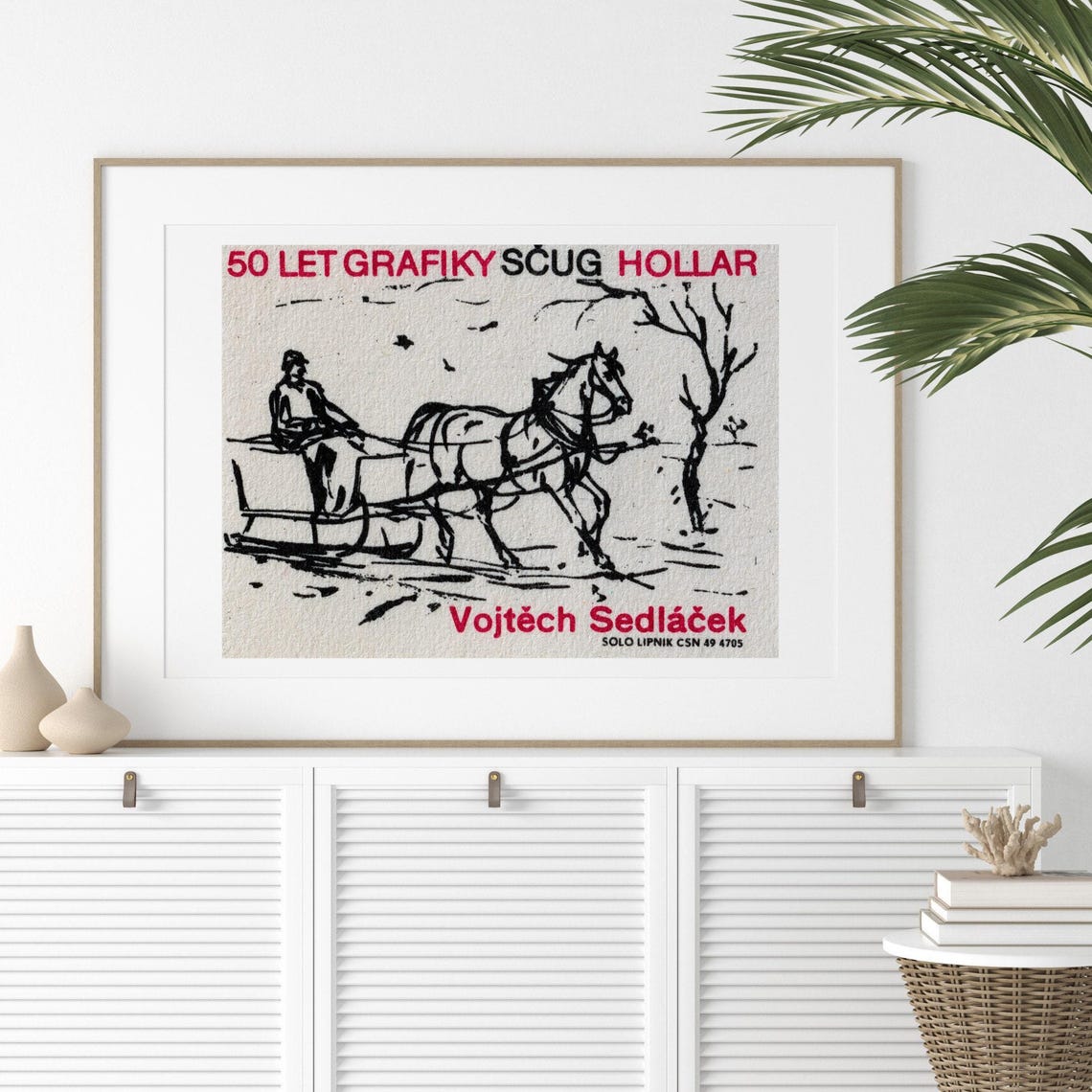 Vojtech Sedlacek Horse Sleigh Winter Sketch Matchbox Label Poster - Image 2