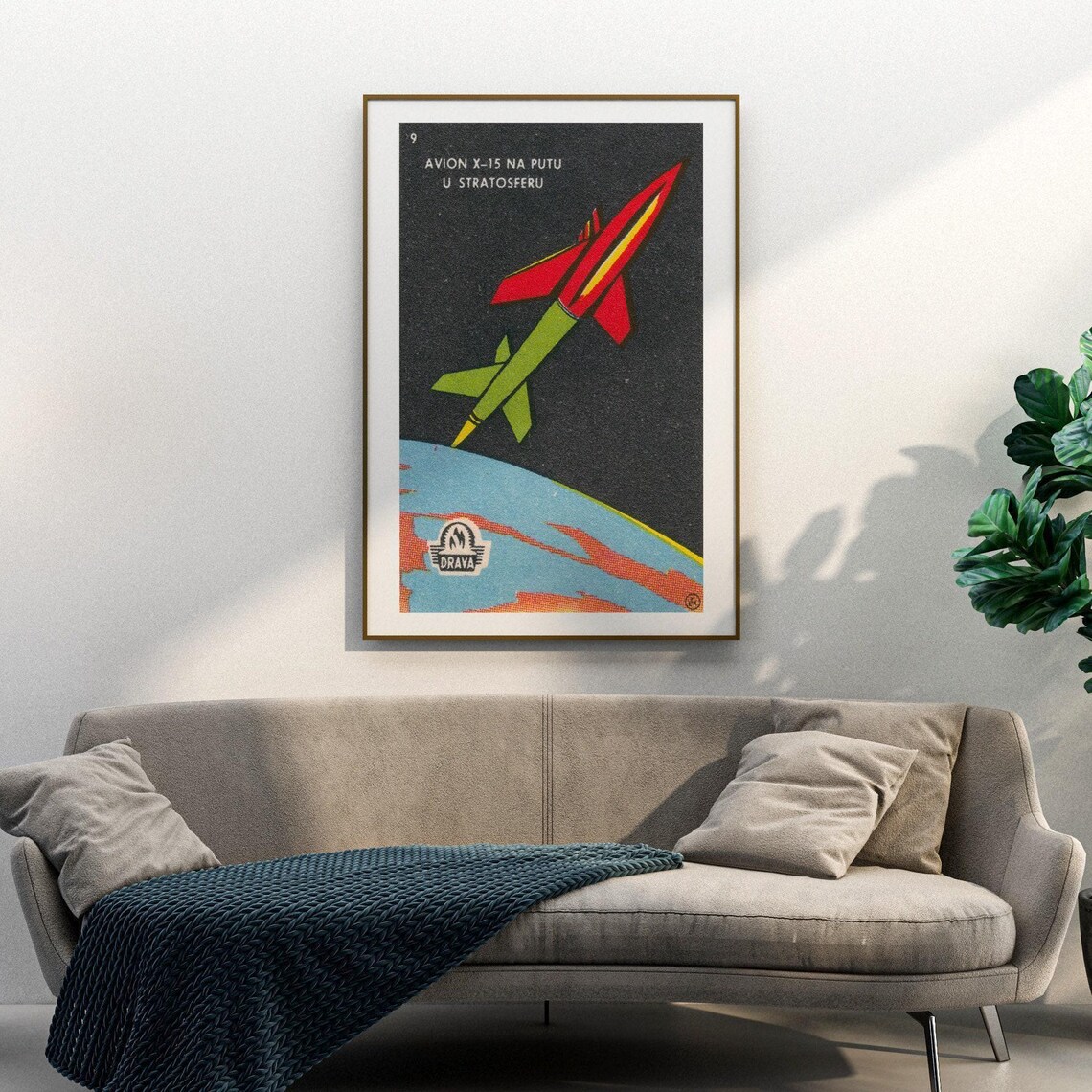 Plane In The Stratosphere Vintage Yugoslavia Poster - Image 3