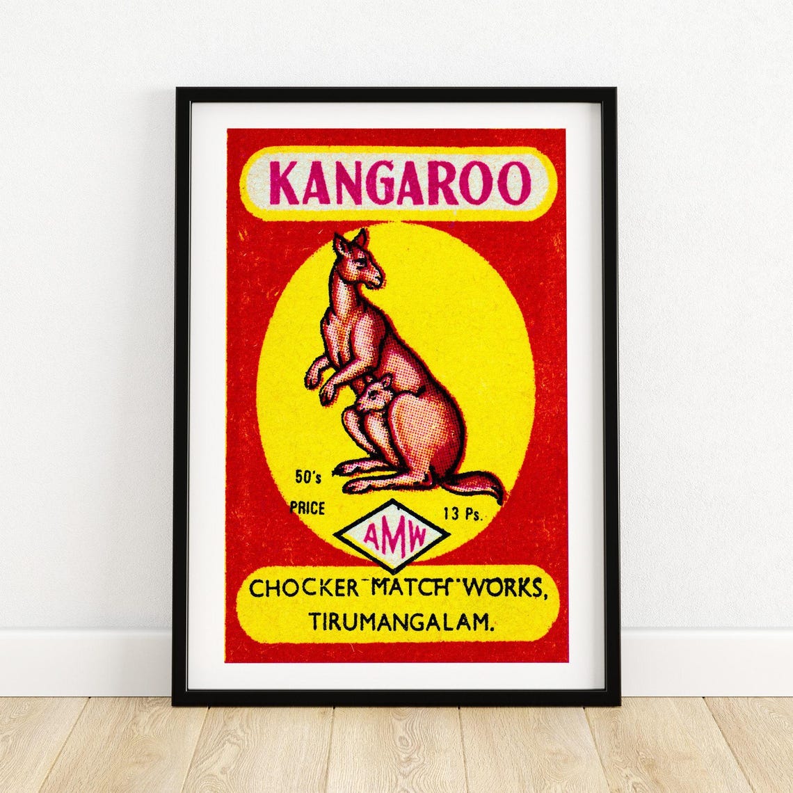 Kangaroo Mother and Joey Golden Disc Vintage India Match Poster