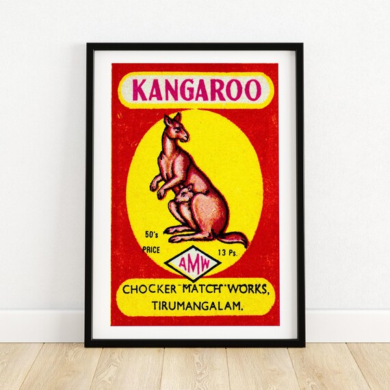 Kangaroo Mother and Joey Golden Disc Vintage India Match Poster