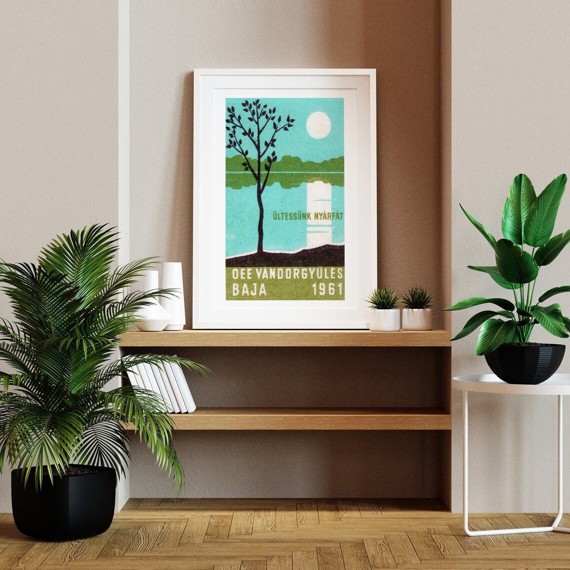 Plant Poplars Tree Lake Moon Baja 1961 Vintage Hungarian Poster - Image 2
