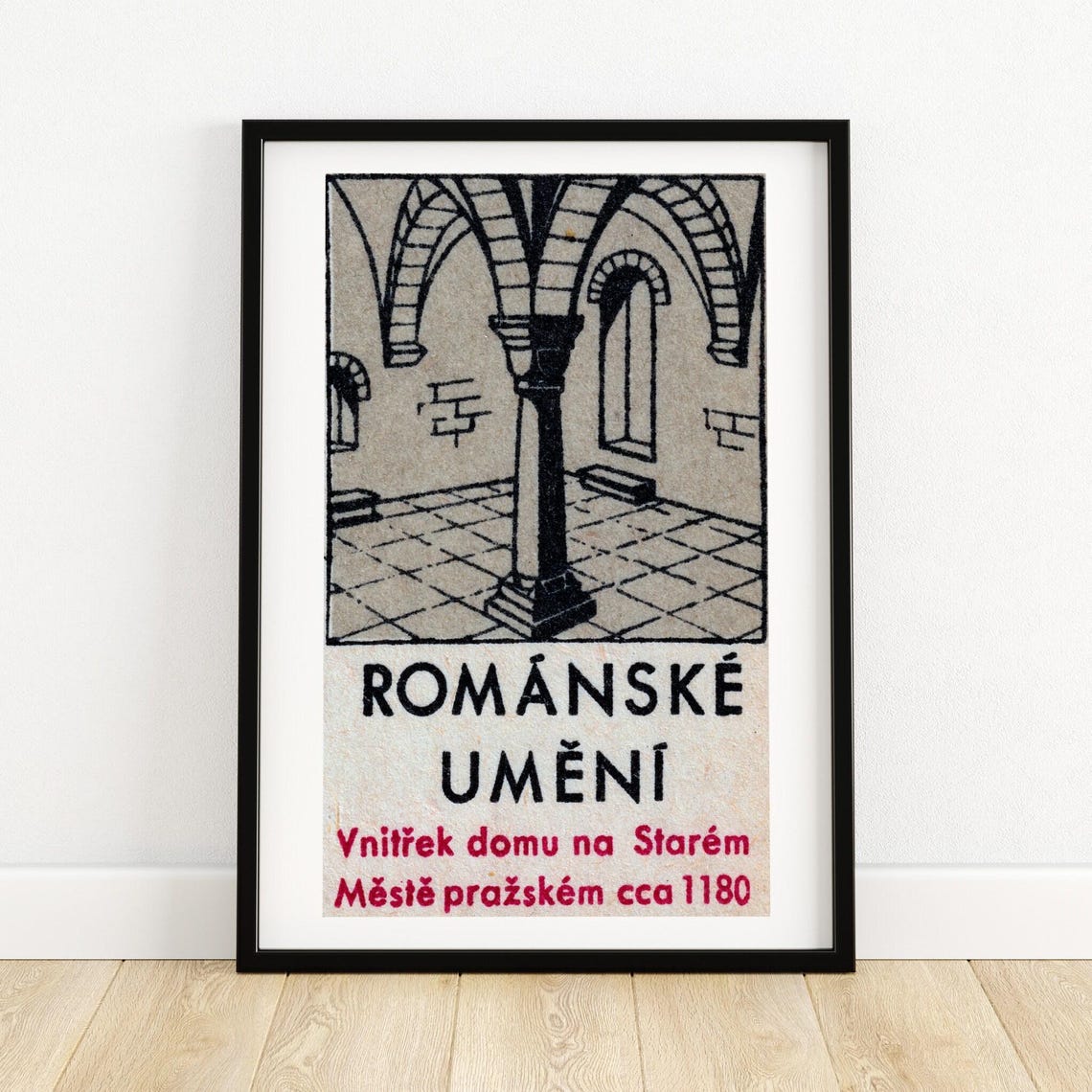 Romanesque Art Prague 1180 Interior Czech Architecture Line Art Poster