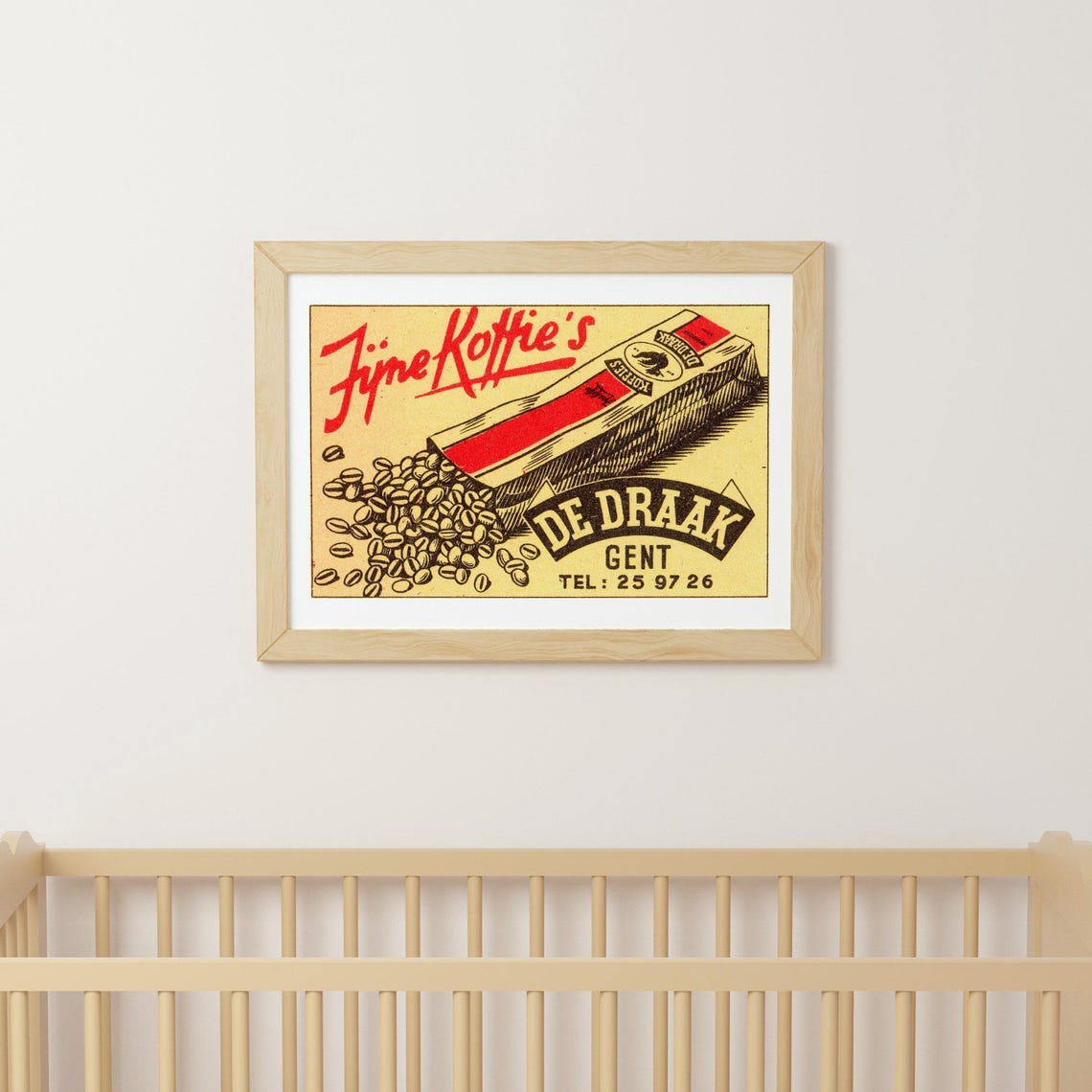 Fijne Koffies De Draak Gent Belgian Coffee Bean Vintage Ad Poster - Image 3