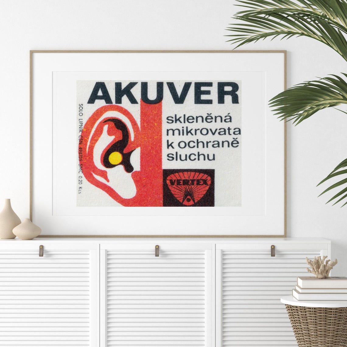 Akuver Hearing Protection Vintage Czech Matchbox Label Art Poster - Image 2