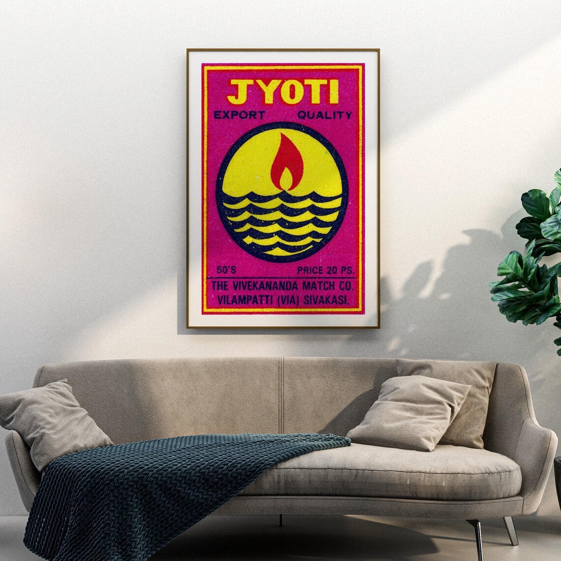 Red Flame Matchbox Vintage India Art Poster - Image 3