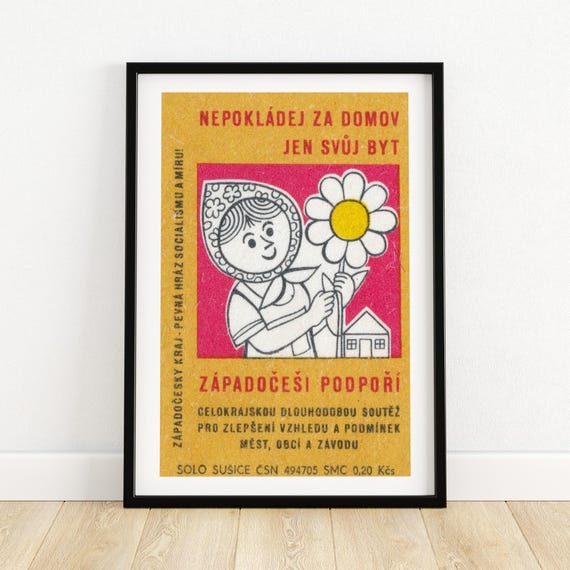Zapadocesi Czech Daisy Folk Woman Vintage Competition Label Print