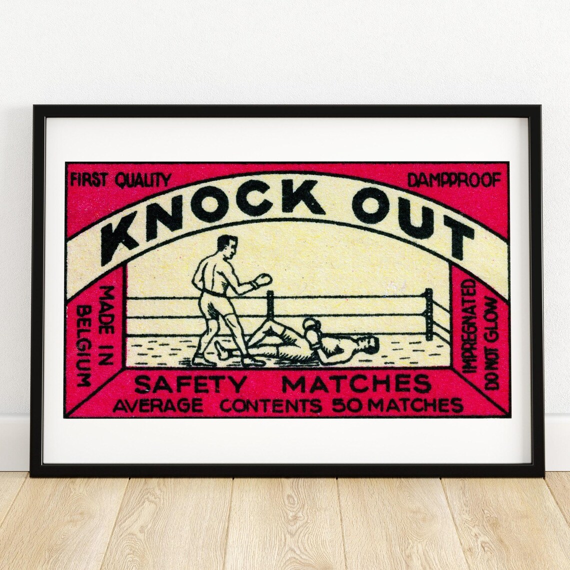 Knock Out Boxing Matchbox Vintage Poster Print