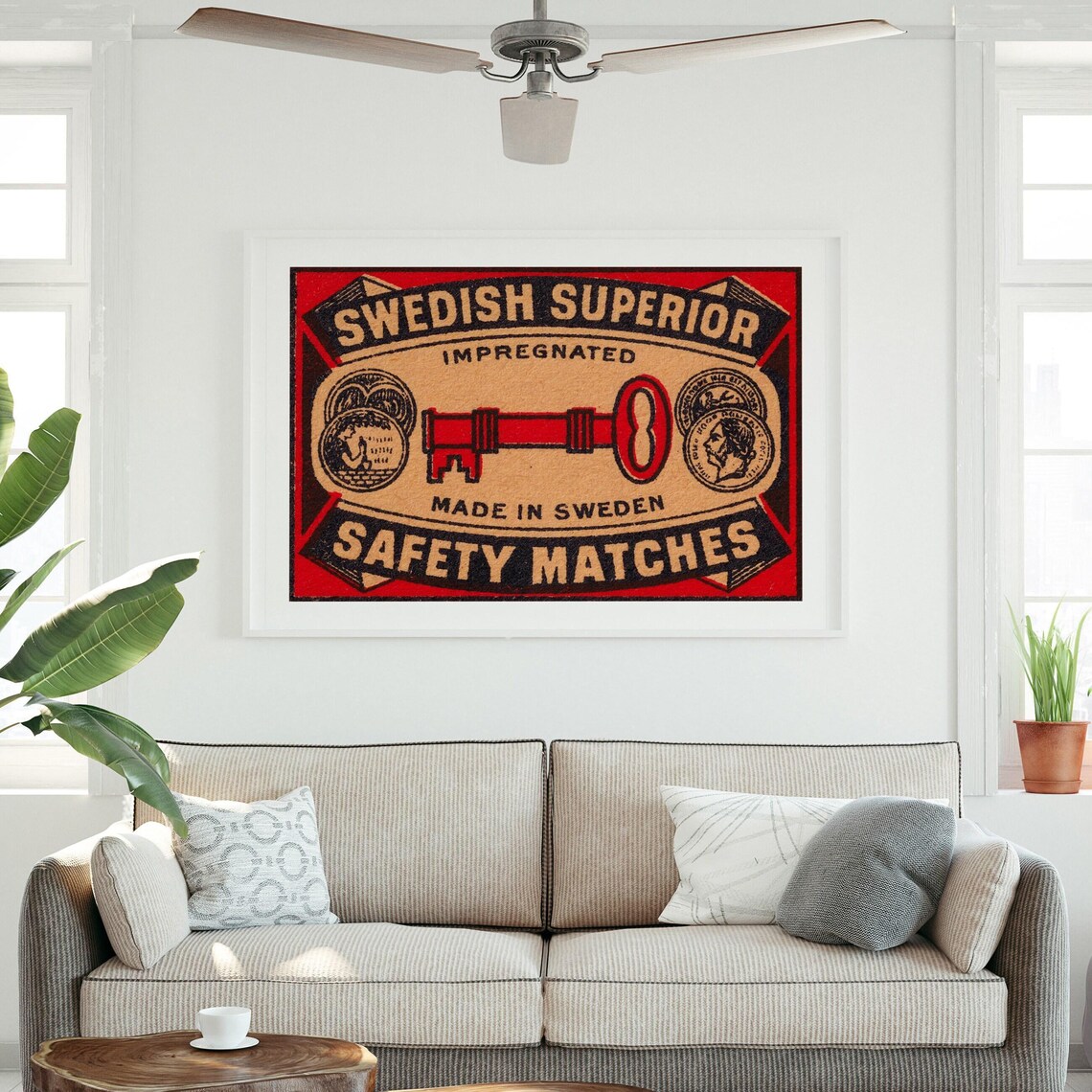 Swedish Superior Safety Matches Red Key Vintage Label Poster - Image 3