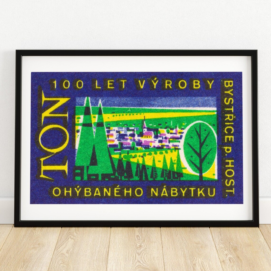 TON 100 Years Bentwood Furniture Bystřice Vintage Label Poster