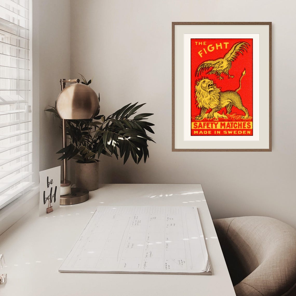 The Fight Lion Eagle Vintage Swedish Safety Matches Art Poster - Image 2