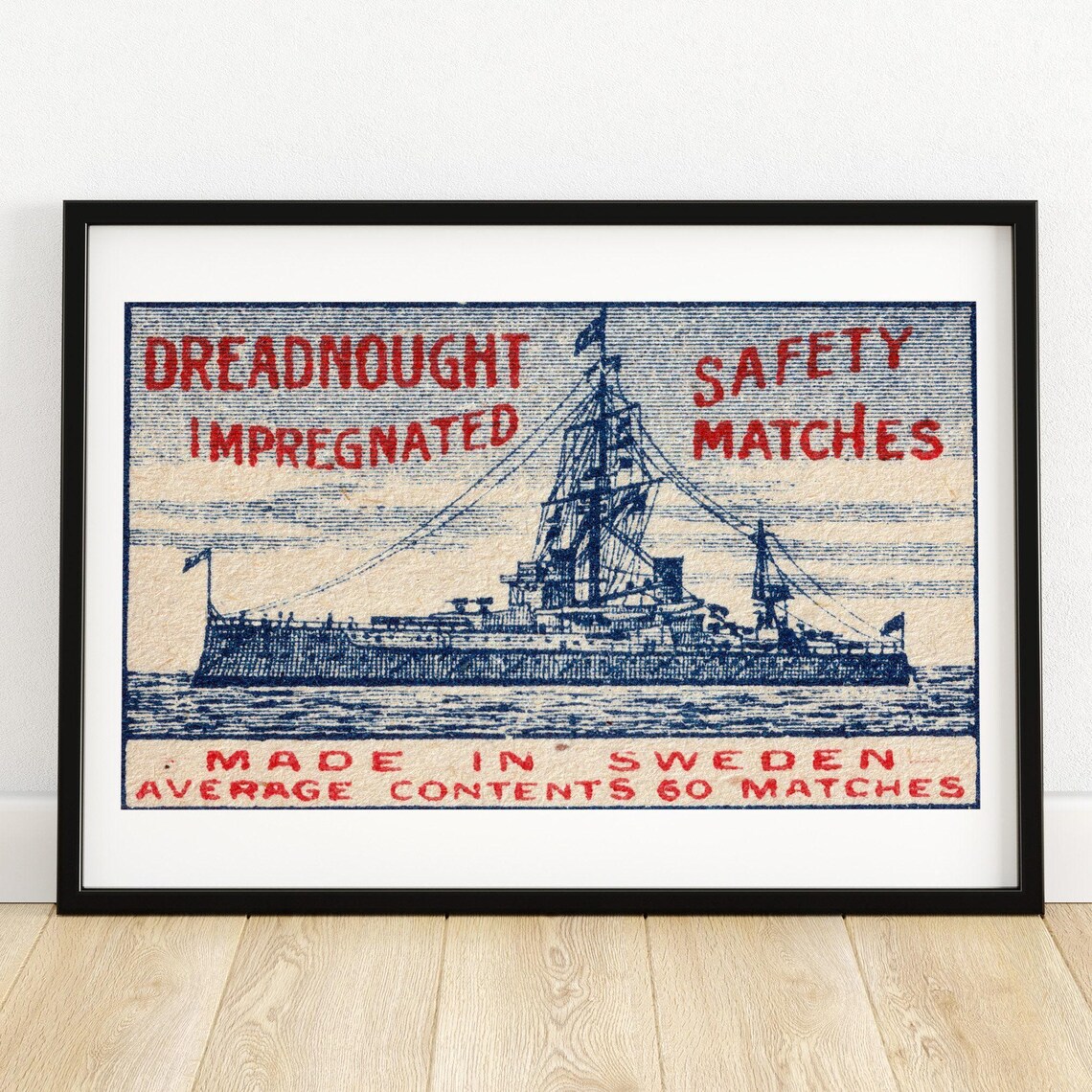 Dreadnought Ship Vintage Swedish Art Poster