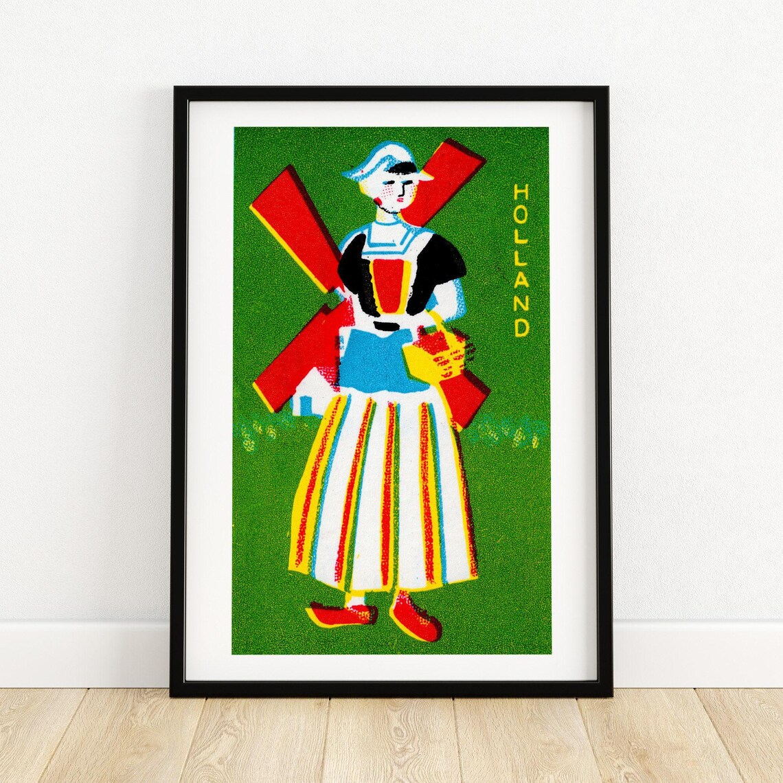 Traditional Dutch Woman Matchbox Vintage Poster Print