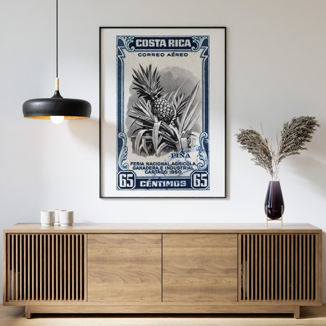 Costa Rica 1950 Pineapple Airmail Cartago Fair Stamp Art Poster - Image 4
