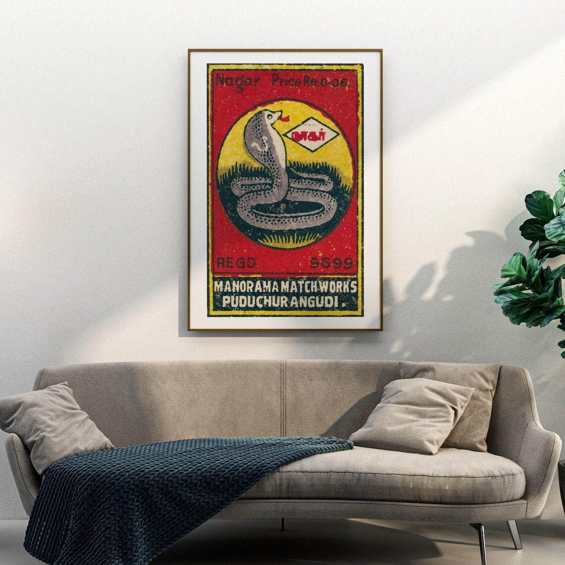 Cobra Snake Matchbox Vintage India Poster Print - Image 3