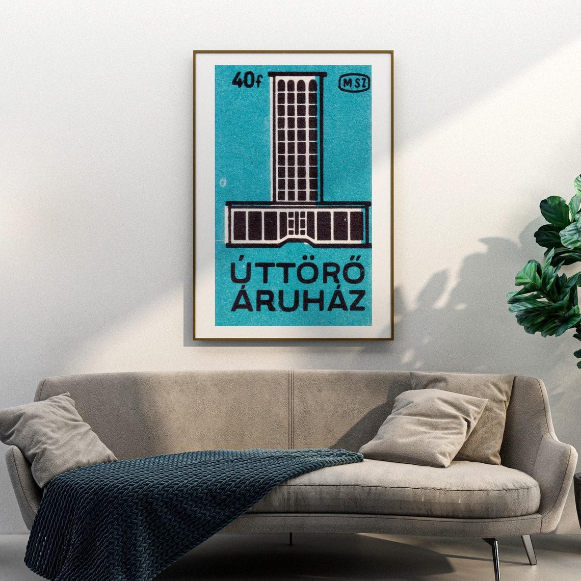 Úttörő Áruház Pioneer Store Vintage Hungarian Matchbox Label Poster - Image 3
