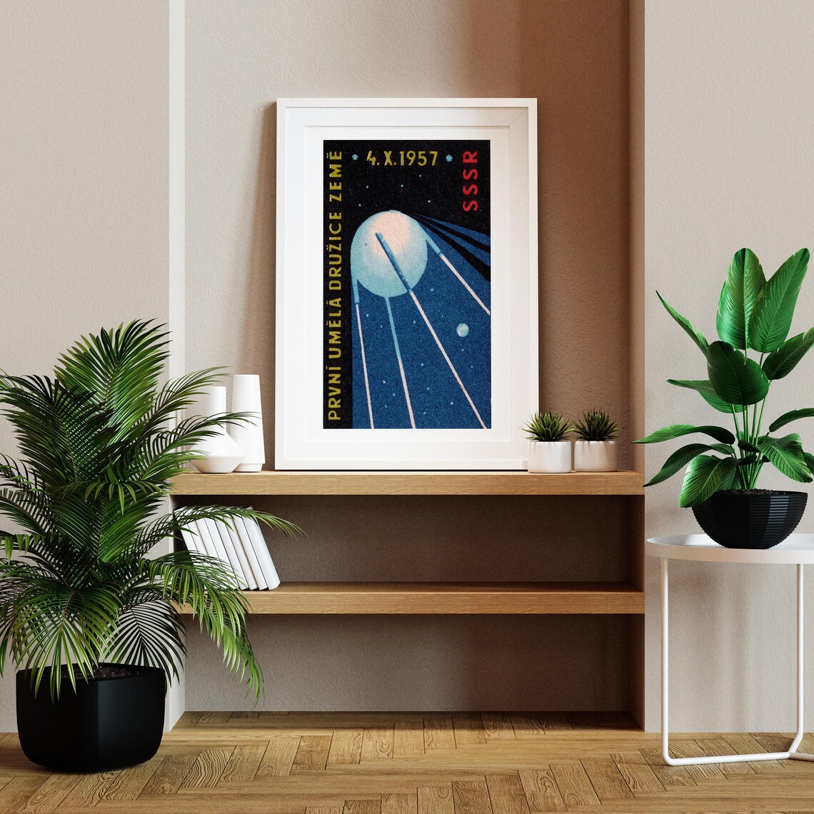 Sputnik 1957 Satellite in Space, Vintage Poster Print - Image 2