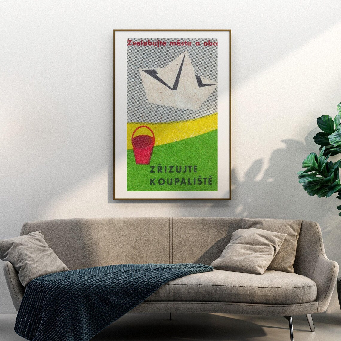 Paper Boat Pond Vintage Czech Swimming Matchbox Label Poster - Image 3