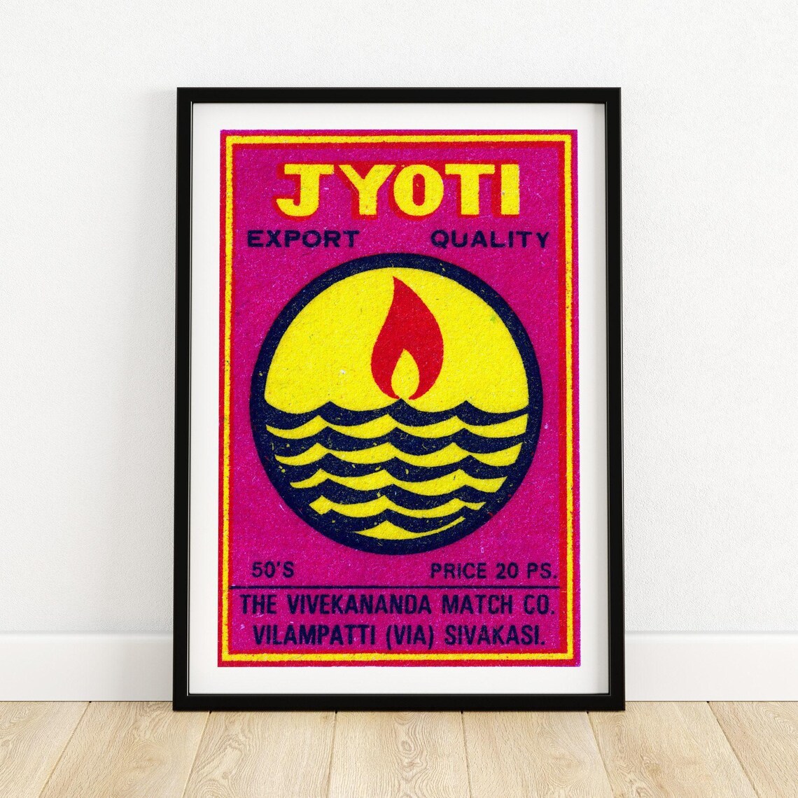 Red Flame Matchbox Vintage India Art Poster