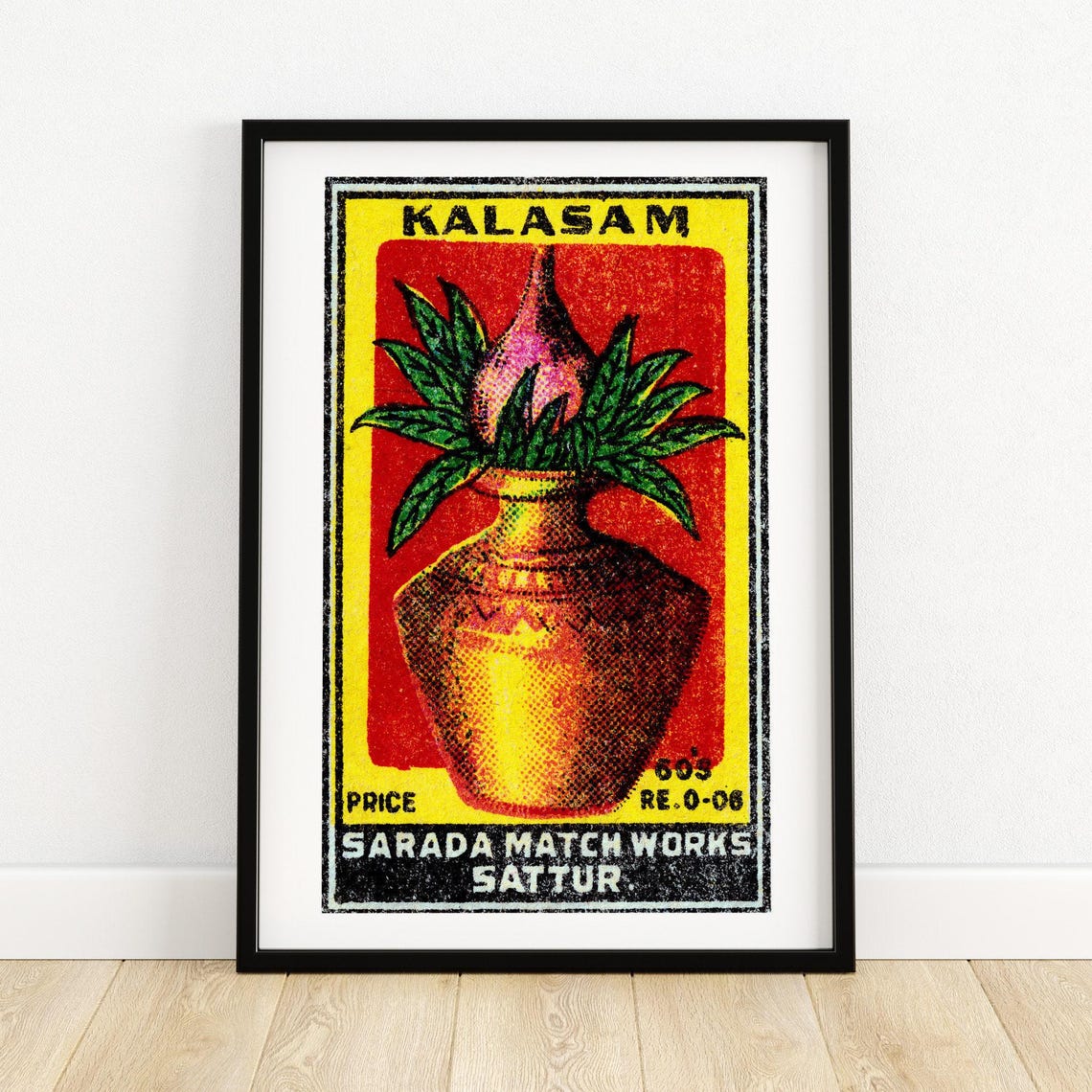 Kalasam Brass Vessel Vintage Indian Matchbox Label Art Poster