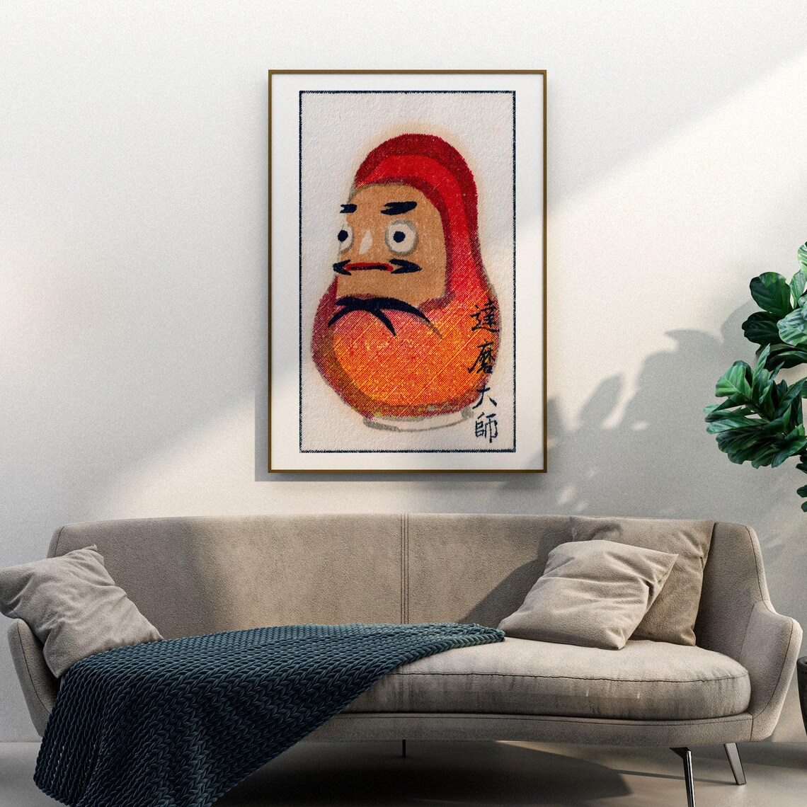 Cozy Japanese Man In Rug Matchbox, Vintage Art Print - Image 3