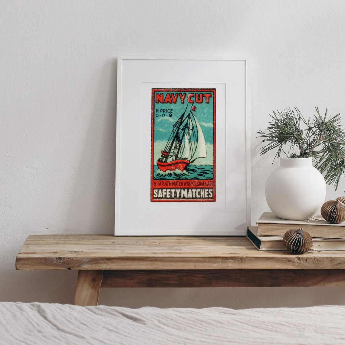 Navy Cut Sailing Ship Sivakasi Safety Matches Vintage Poster - Image 3