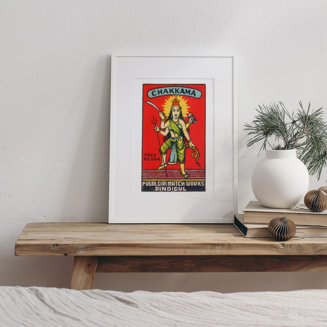 Chakkama Hindu Goddess Vintage Indian Matchbox Label Art Poster - Image 3