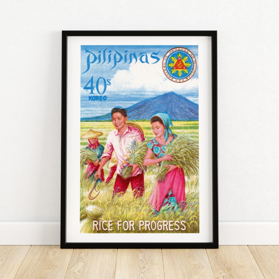 Pilipinas Rice for Progress Filipino Farmers Harvest Stamp Poster