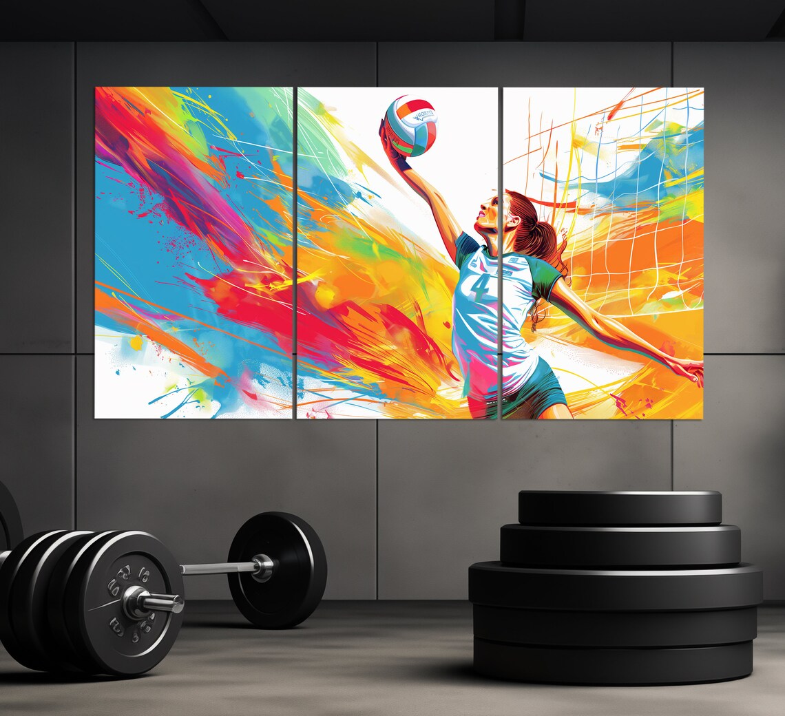 Volleyball Player Spiking Ball Pop Art Colorful Sports Poster - Image 3