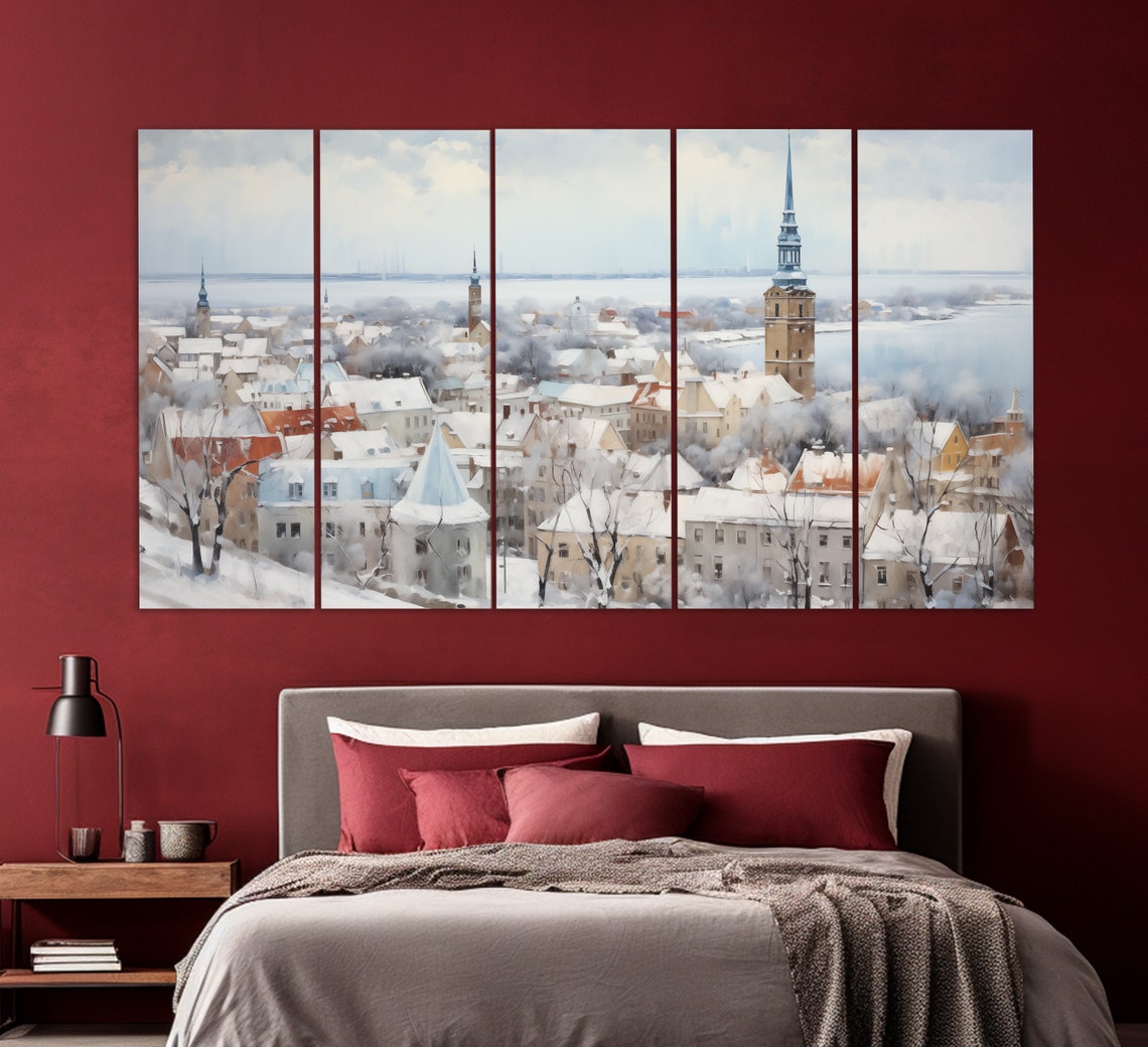 Tallinn Print In A Vintage Oil Painting Style Abstract Tallinn Wall Art Tallinn Painting Estonia Wall Art Estonia Art - Image 5