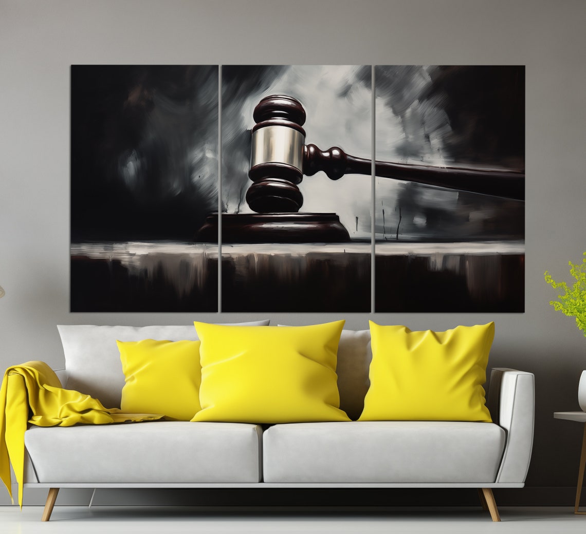 Justice Wall Art Judge Hammer Print In A Vintage Oil Painting Style Lawyer Gift Law Painting Law Office Decor Law Art - Image 2