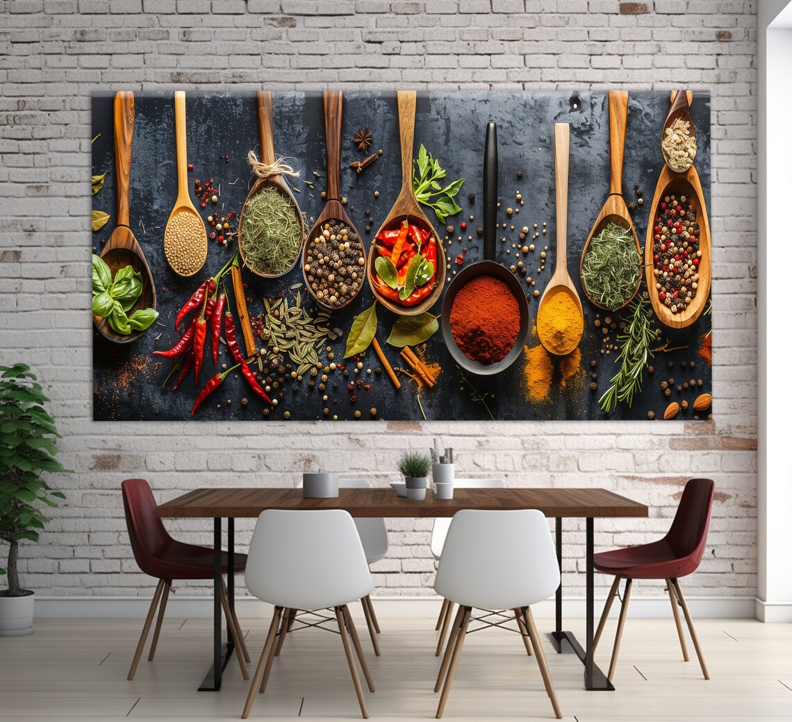 Spices and Herbs Abstract Painting, Kitchen Art Print