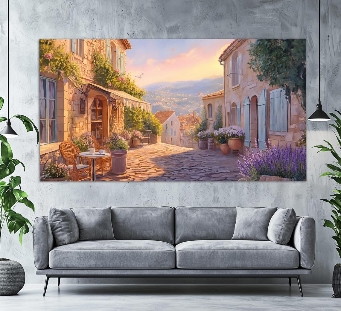 Scenic Provence Village Print In An Oil Painting Style Scenic French Wall Art Summer Provence Painting Provence Wall Art - Image 4