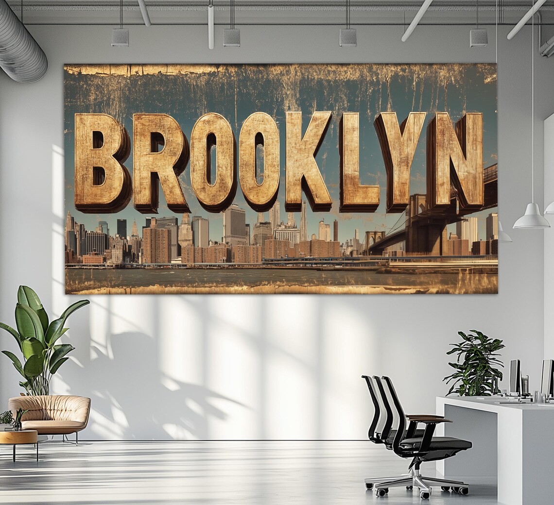 Brooklyn Sign Print, Modern New York Art Print