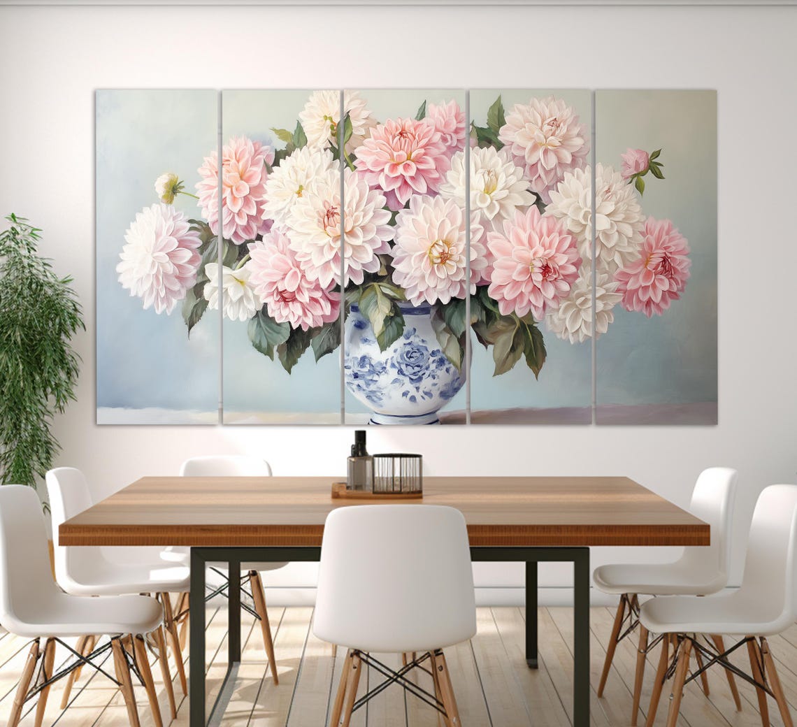 Vase With Dahlias Print Floral Wall Decor Dahlias Painting Floral Still Live Floral Gift Modern Flowers Wall Art Dahlias Poster - Image 5