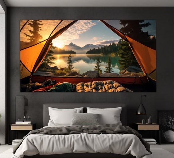 Morning Lake View From The Tent Print Travelling Wall Art Nature Wall Decor Traveller Bedroom Wall Decor Traveller Gift