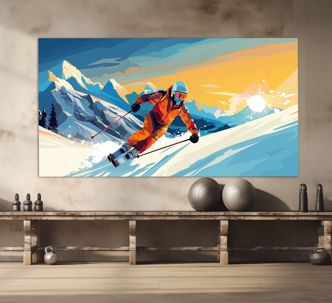 Skiing Pop Art Abstract Skier Winter Sports Art Print