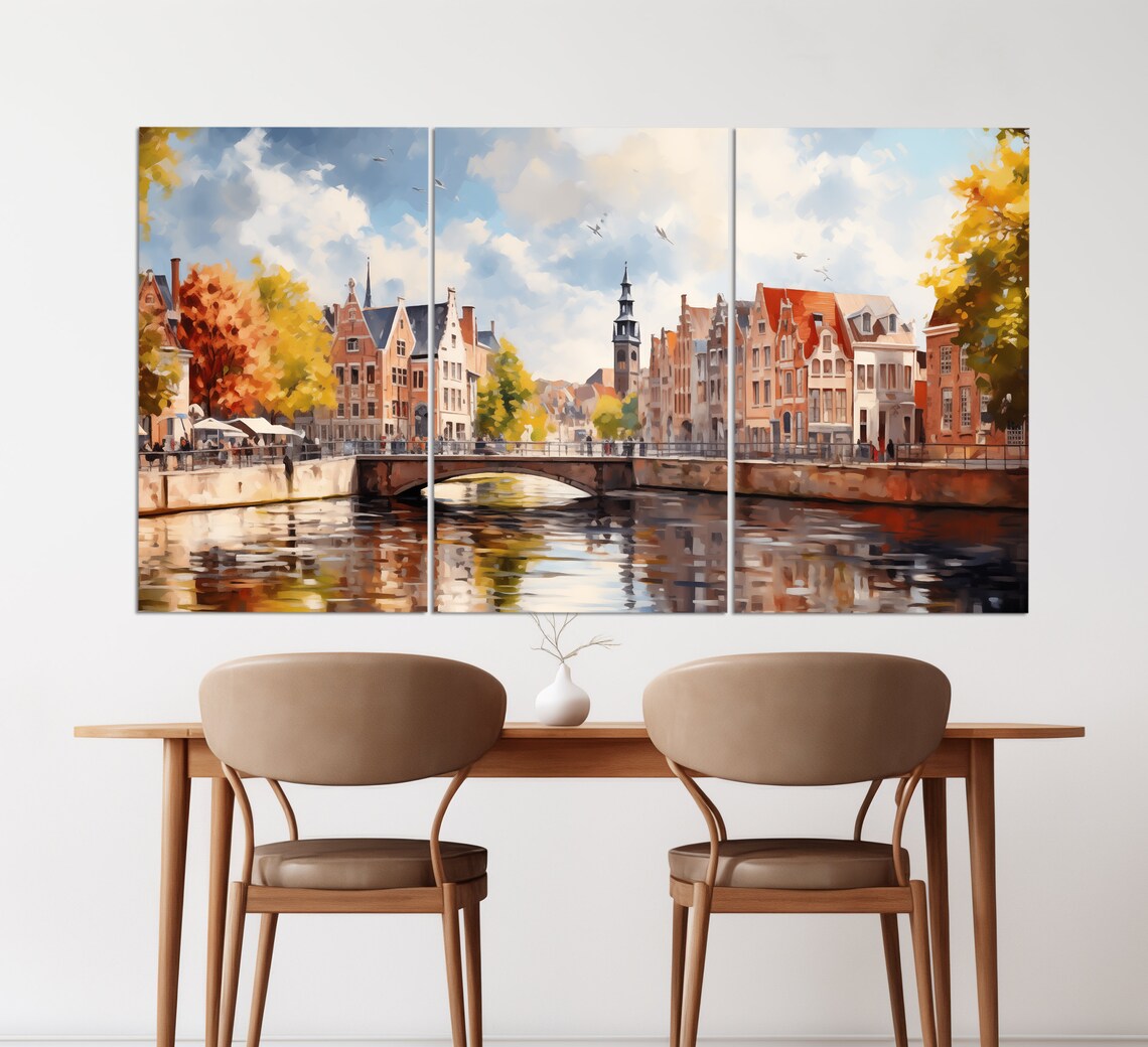 Bruges Vintage Oil-Painting Style Abstract Art Print - Image 3