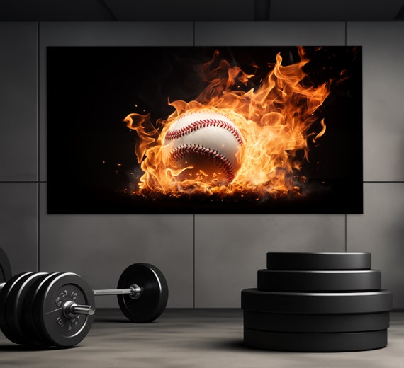 Abstract Baseball Print Baseball Wall Art Baseball Ball In Fire Print Baseball Poster Baseball Fan Gift