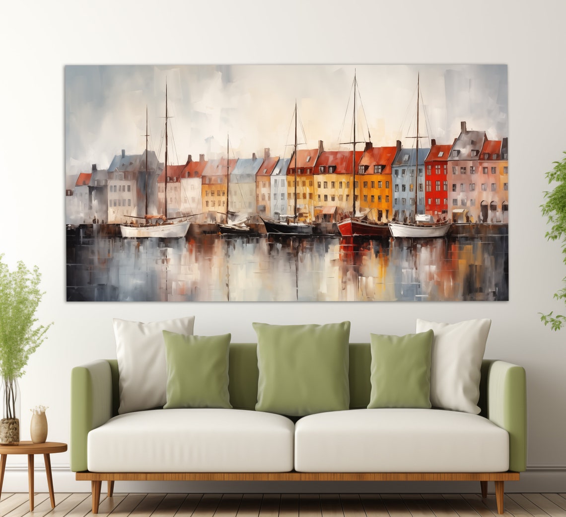 Nyhavn Copenhagen Colorful Waterfront Houses Harbor Boats Art Poster - Image 2
