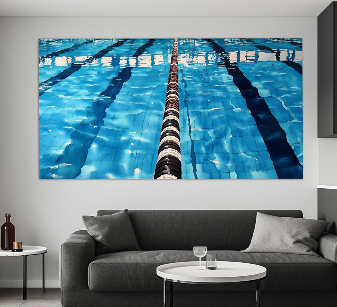 Empty Swimming Pool Lanes Turquoise Water Ripples Sports Photo Print - Image 2