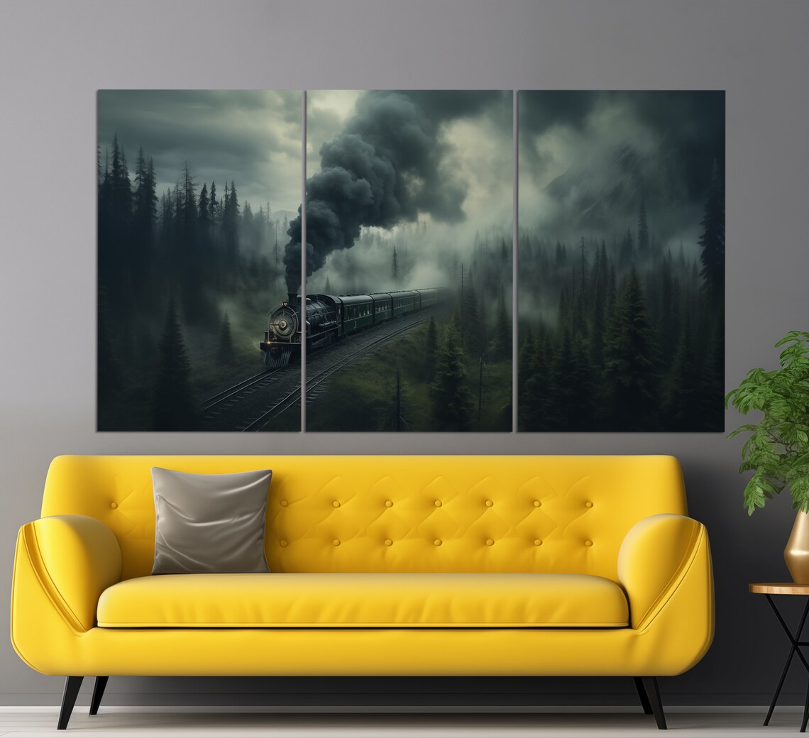 Vintage Steam Train in Foggy Forest Travel Poster - Image 5