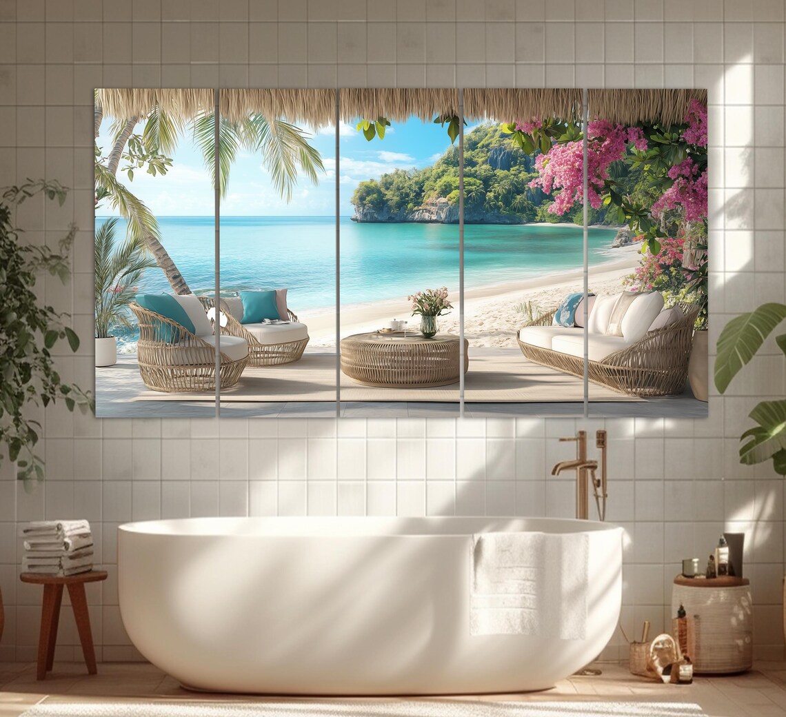 Bali Tropical Beach Cabana Lounge Paradise View Travel Poster - Image 5