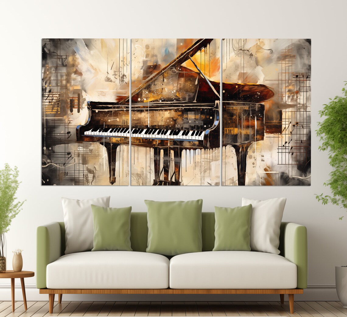 Abstract Grand Piano, Retro Painting Art Print - Image 5