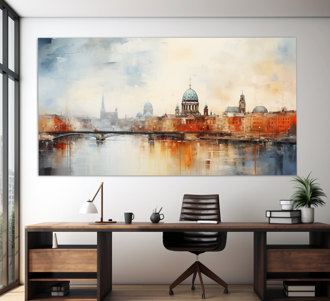 Berlin Vintage Oil Painting Style Abstract Art Print - Image 4