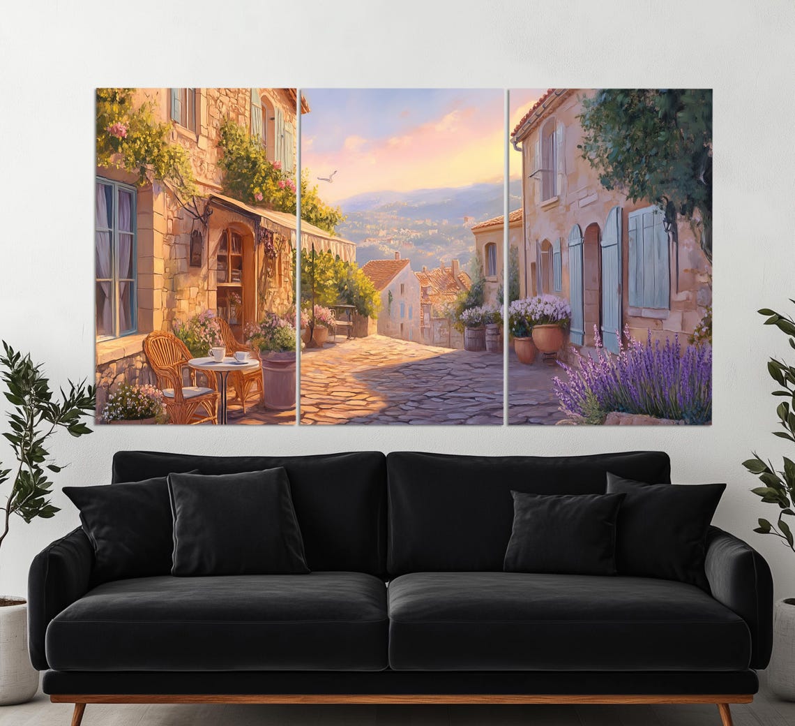 Scenic Provence Village Print In An Oil Painting Style Scenic French Wall Art Summer Provence Painting Provence Wall Art - Image 3